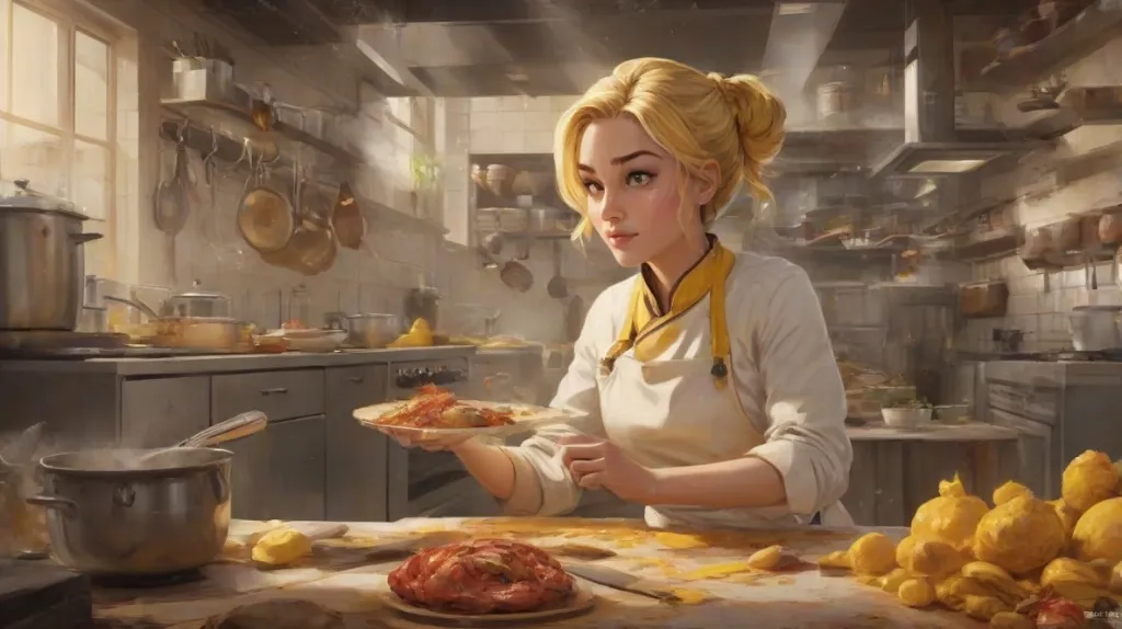 Sen o kulinarnej bitwie: MasterChef w mojej kuchni; kobieta