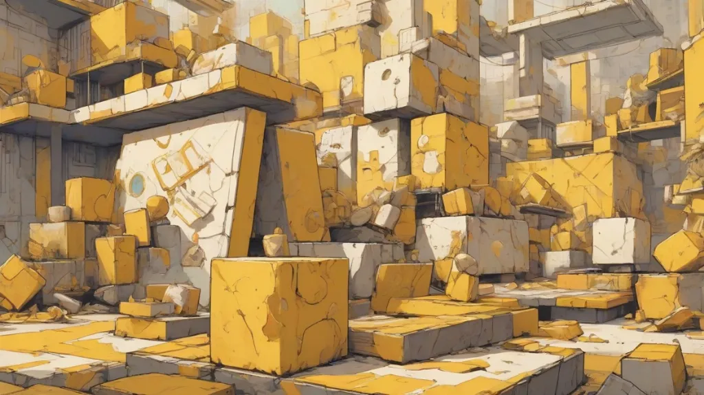 Ilustracja kamienia węgielnego, wyraźnie widocznego na pierwszym planie, symbolizującego stabilność i fundament. Osadzona w współczesnym europejskim kontekście, podkreślając jego znaczenie w nowoczesnym życiu.