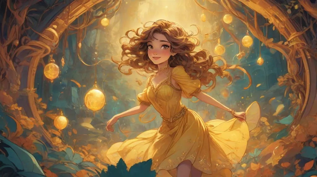 Ilustracja magicznego czaru, migoczącego mistycznym blaskiem. Czar jest głównym elementem, zajmującym większość kadru. Emanuje aurą czaru, oddając esencję tajemnicy i uroku.