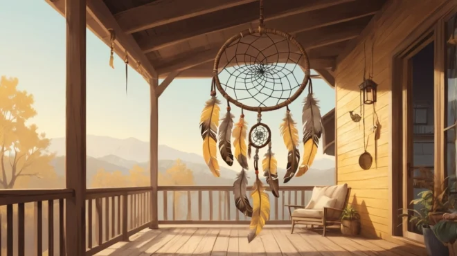 Łapacz snów wiszący na ganku